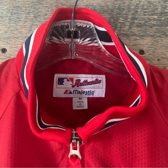 Boy’s M 10/12 MAJESTIC Authentic Collection MLB RED SOX Dugout Zip Up Red Jacket - Picture 2 of 16